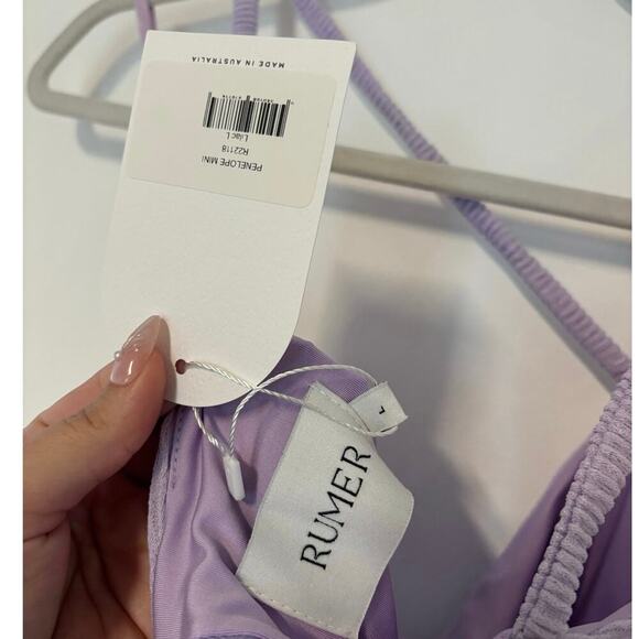 NWT RUMER Penelope Rib Body-con Minidress In Lilac Size Large - Picture 8 of 9